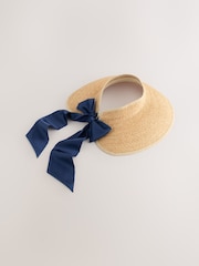 Laura Ashley Natural Bow Detail Straw Visor Hat - Image 3 of 6