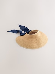 Laura Ashley Natural Bow Detail Straw Visor Hat - Image 4 of 6