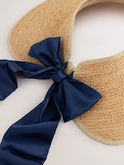 Laura Ashley Natural Bow Detail Straw Visor Hat - Image 5 of 6