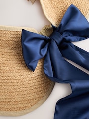 Laura Ashley Natural Bow Detail Straw Visor Hat - Image 6 of 6