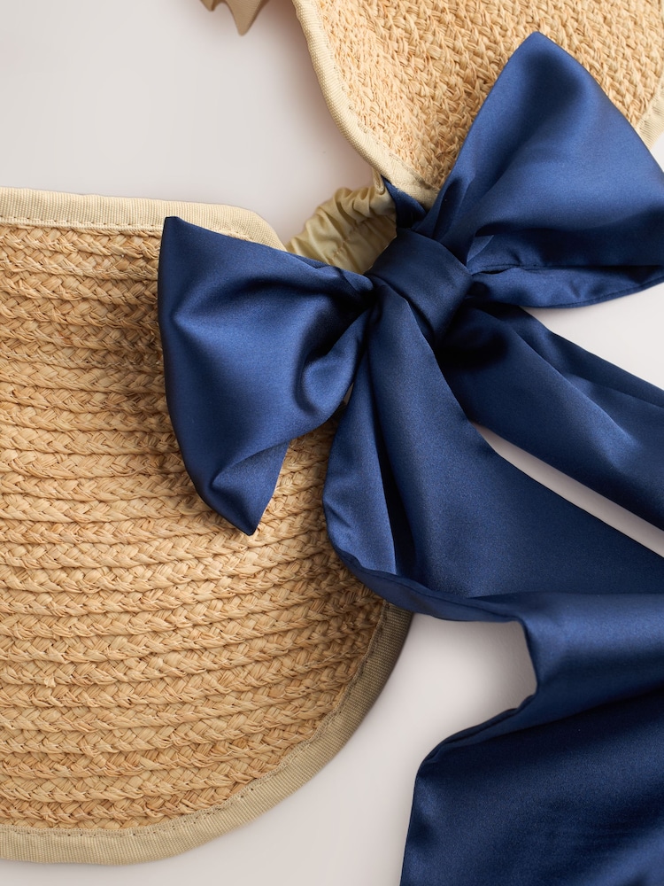 Laura Ashley Natural Bow Detail Straw Visor Hat - Image 6 of 6