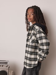 Black/Green Check Long Sleeve Hooded Shirt (3-16yrs) - Image 1 of 8
