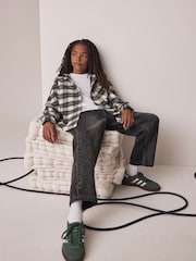Black/Green Check Long Sleeve Hooded Shirt (3-16yrs) - Image 2 of 8