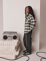 Black/Green Check Long Sleeve Hooded Shirt (3-16yrs) - Image 3 of 8