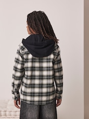 Black/Green Check Long Sleeve Hooded Shirt (3-16yrs) - Image 4 of 8