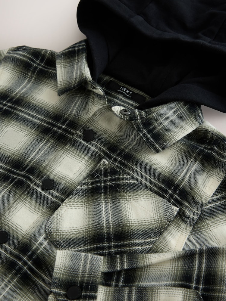 Black/Green Check Long Sleeve Hooded Shirt (3-16yrs) - Image 8 of 8 Black/Green Check Long Sleeve Hooded Shirt (3-16yrs) - Image 8 of 8