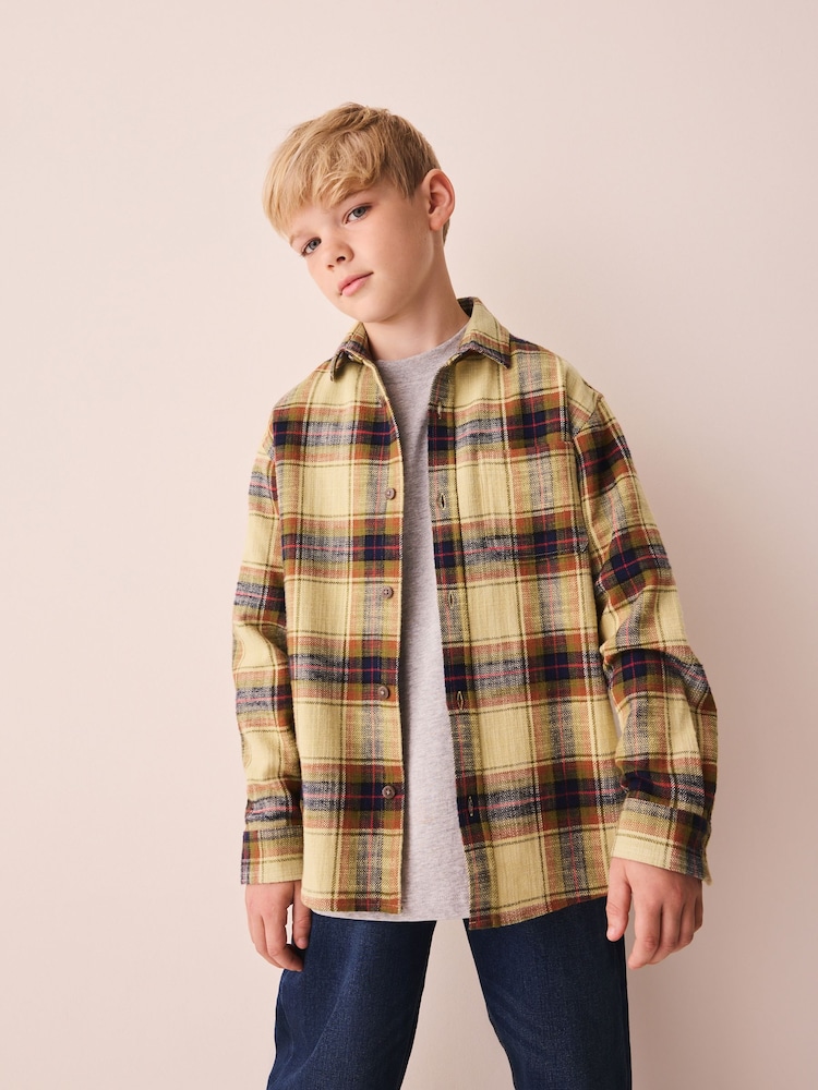 Yellow Check Long Sleeve Textured Shirt (3-16yrs) - Image 1 of 8