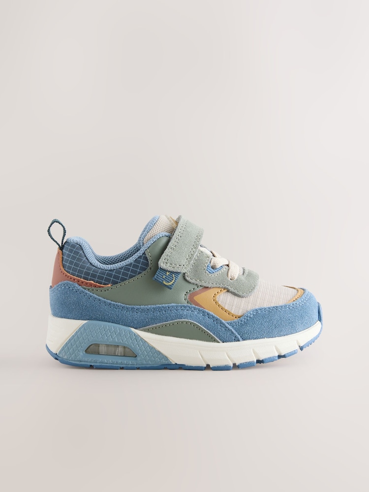 Blue Colourblock Wide Fit (G) Elastic Lace Trainers - Image 2 of 5 Blue Colourblock Wide Fit (G) Elastic Lace Trainers - Image 2 of 5