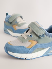 Blue Colourblock Wide Fit (G) Elastic Lace Trainers - Image 3 of 5