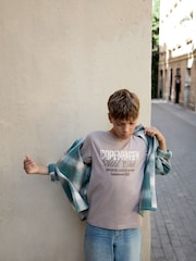 Green Check Long Sleeve 2PC Check Shirt and T-Shirt Set (3-16yrs) - Image 2 of 4