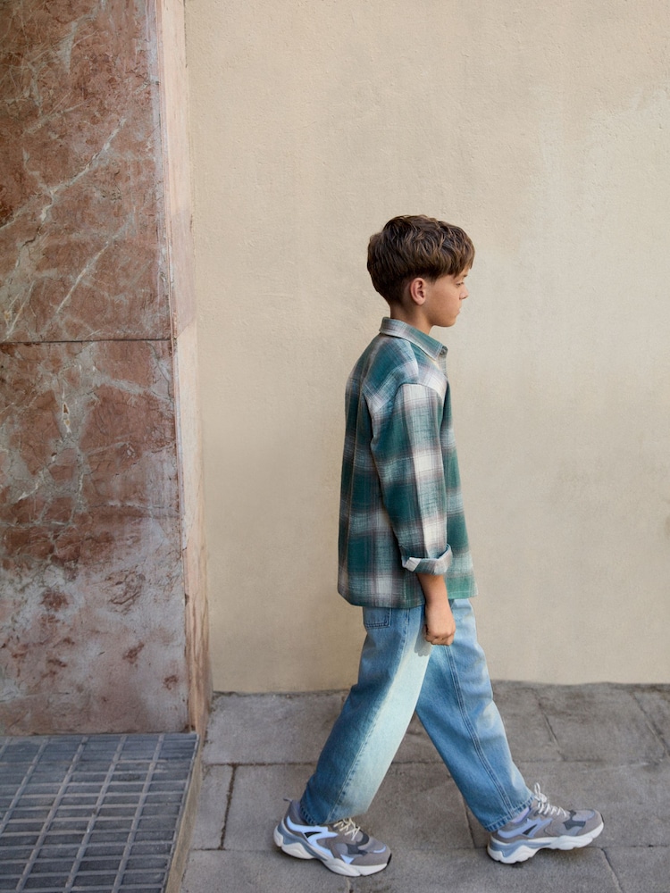 Green Check Long Sleeve 2PC Check Shirt and T-Shirt Set (3-16yrs) - Image 4 of 4