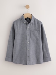 Charcoal Grey Micro Check Long Sleeve Textured Shirt (3-16yrs) - Image 1 of 5