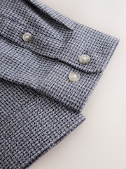Charcoal Grey Micro Check Long Sleeve Textured Shirt (3-16yrs) - Image 4 of 5