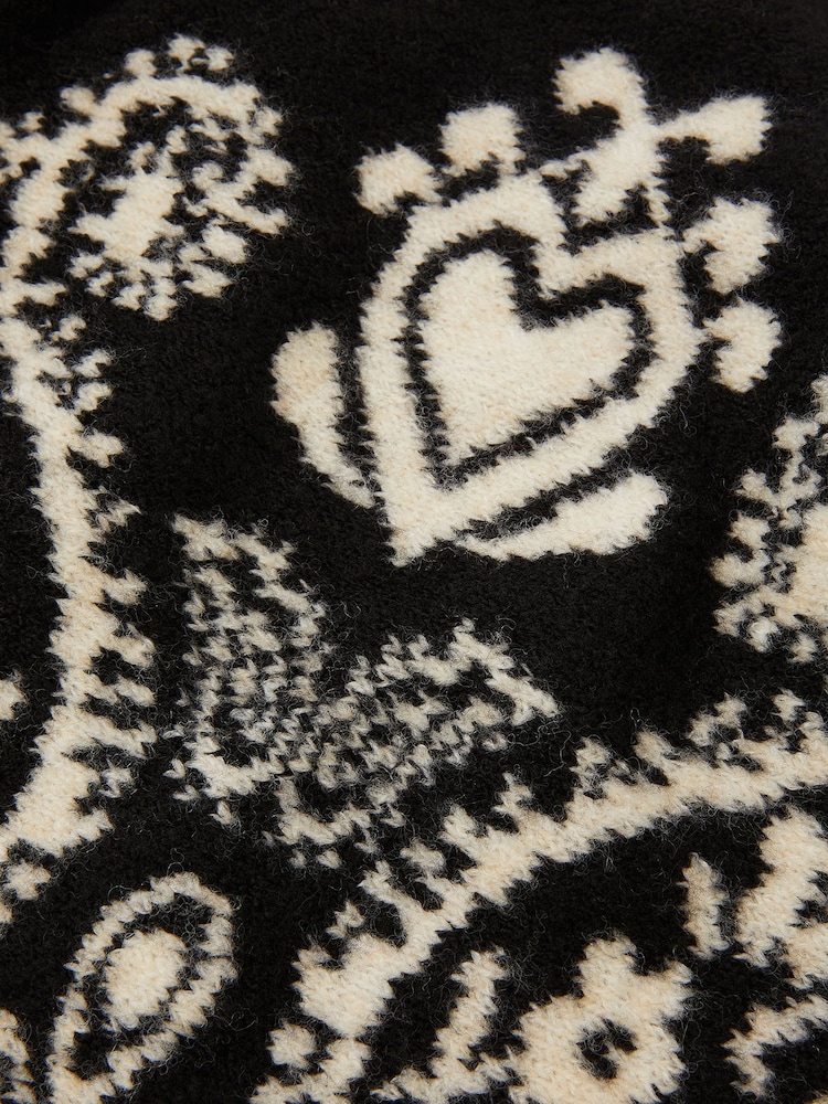 Accessorize Black Large Paisley Knitted Triangle Scarf - Image 3 of 3 Accessorize Black Large Paisley Knitted Triangle Scarf - Image 3 of 3