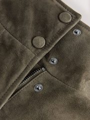 Olive Green N. Premium Real Suede Funnel Neck Jacket - Image 8 of 9