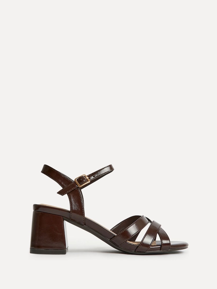 Linzi Brown Flair Heeled With Cross Front Straps Sandals - Image 2 of 5