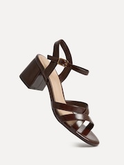 Linzi Brown Flair Heeled With Cross Front Straps Sandals - Image 3 of 5