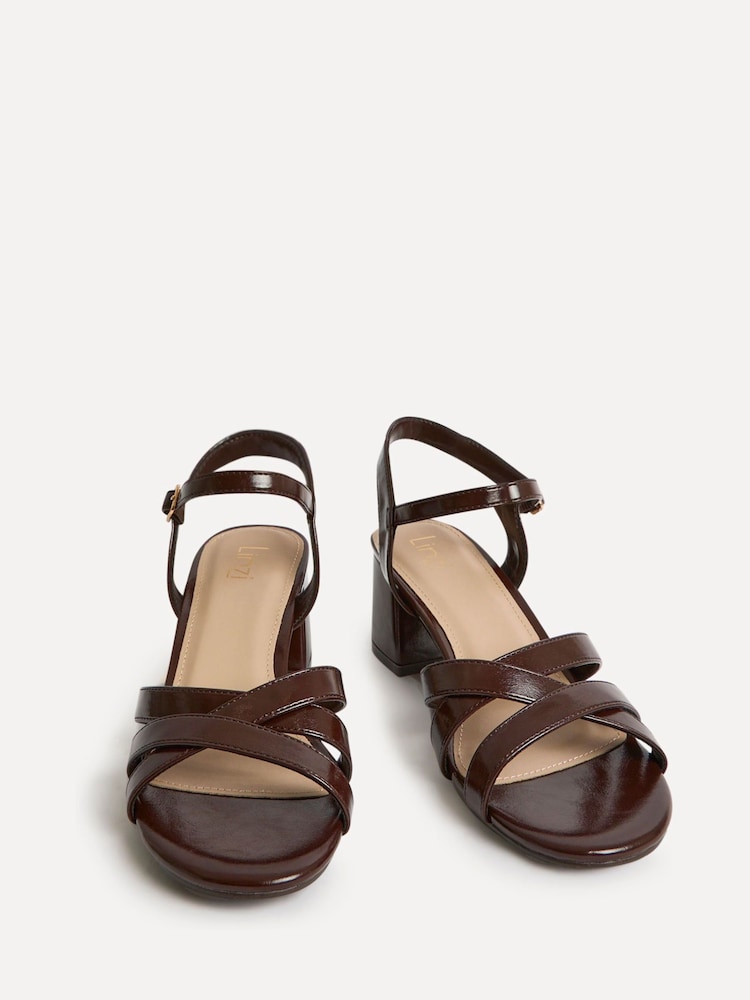 Linzi Brown Flair Heeled With Cross Front Straps Sandals - Image 5 of 5
