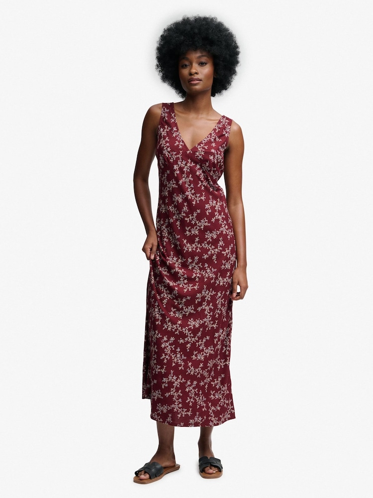Czerwony - Superdry Heritage V-Neck Maxi Dress - Obraz 1 z 6