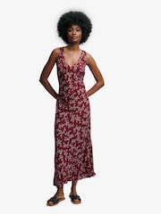 Czerwony - Superdry Heritage V-Neck Maxi Dress - Obraz 2 z 6