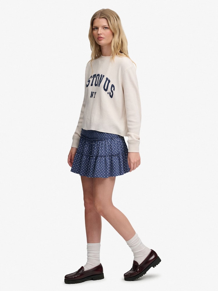 Superdry Navy Polka Dot Mini Skirt - Image 2 of 7 Superdry Navy Polka Dot Mini Skirt - Image 2 of 7