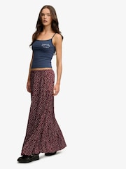 Superdry Red Woven Tiered Maxi Skirt - Image 2 of 6