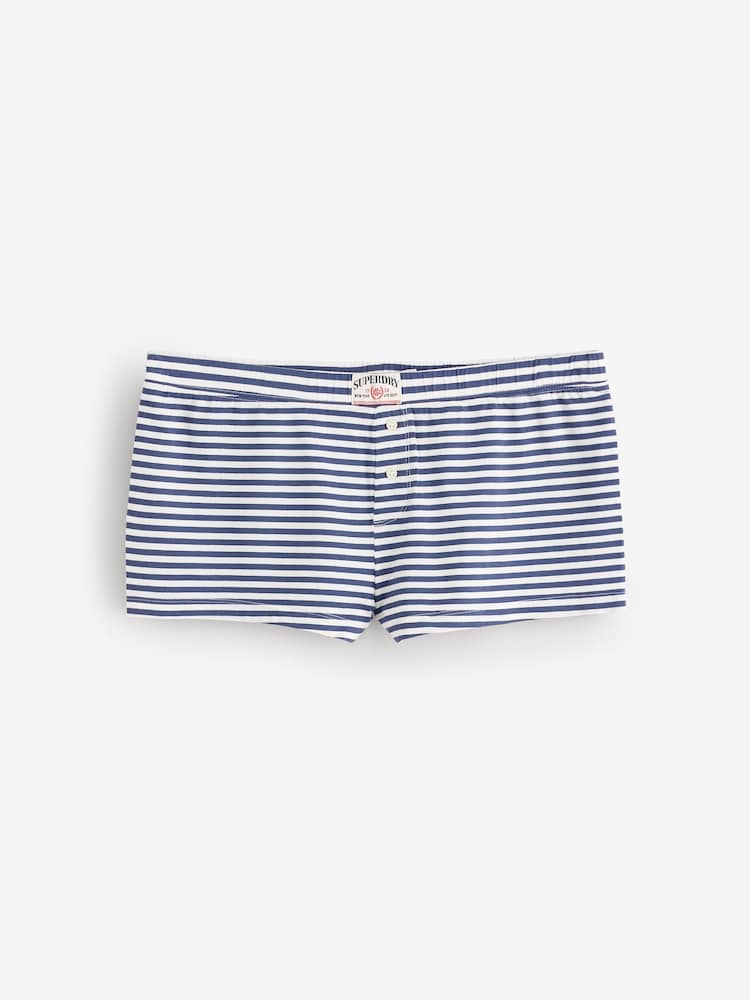 Superdry Blue Stripe Cotton Poplin Boxer Shorts - Image 1 of 1