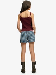 Superdry Navy Yellow Check Cotton Shorts - Image 2 of 6