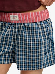 Superdry Navy Yellow Check Cotton Shorts - Image 4 of 6