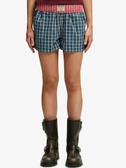 Superdry Navy Yellow Check Cotton Shorts - Image 5 of 6