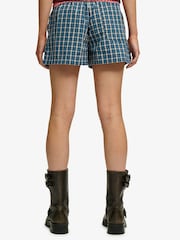 Superdry Navy Yellow Check Cotton Shorts - Image 6 of 6