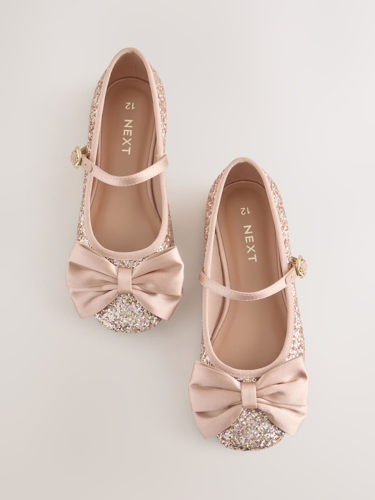 Rose Gold Glitter Standard Fit (F) Bow Mary Jane Shoes - Image 5 of 5 Rose Gold Glitter Standard Fit (F) Bow Mary Jane Shoes - Image 5 of 5