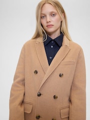 GapStudio Brown Wool-Blend Double-Breasted Coat - Image 5 of 7