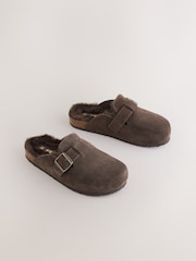 Chocolate Brown Suede Standard Fit (F) Slip-Ons Clogs - Image 1 of 5
