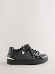 Baker by Ted Baker Back to School Patent Embossed Black Trainers - Image 2 of 6