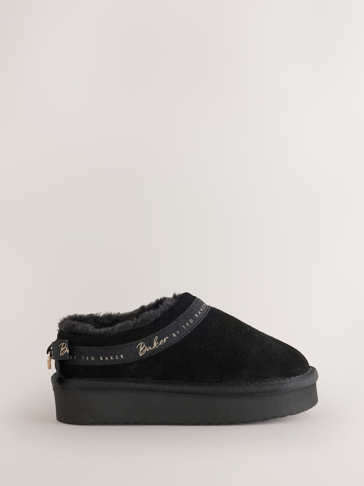 Baker by Ted Baker Black Warm Lined Suede Slippers - Image 1 of 5