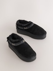 Baker by Ted Baker Black Warm Lined Suede Slippers - Image 2 of 5