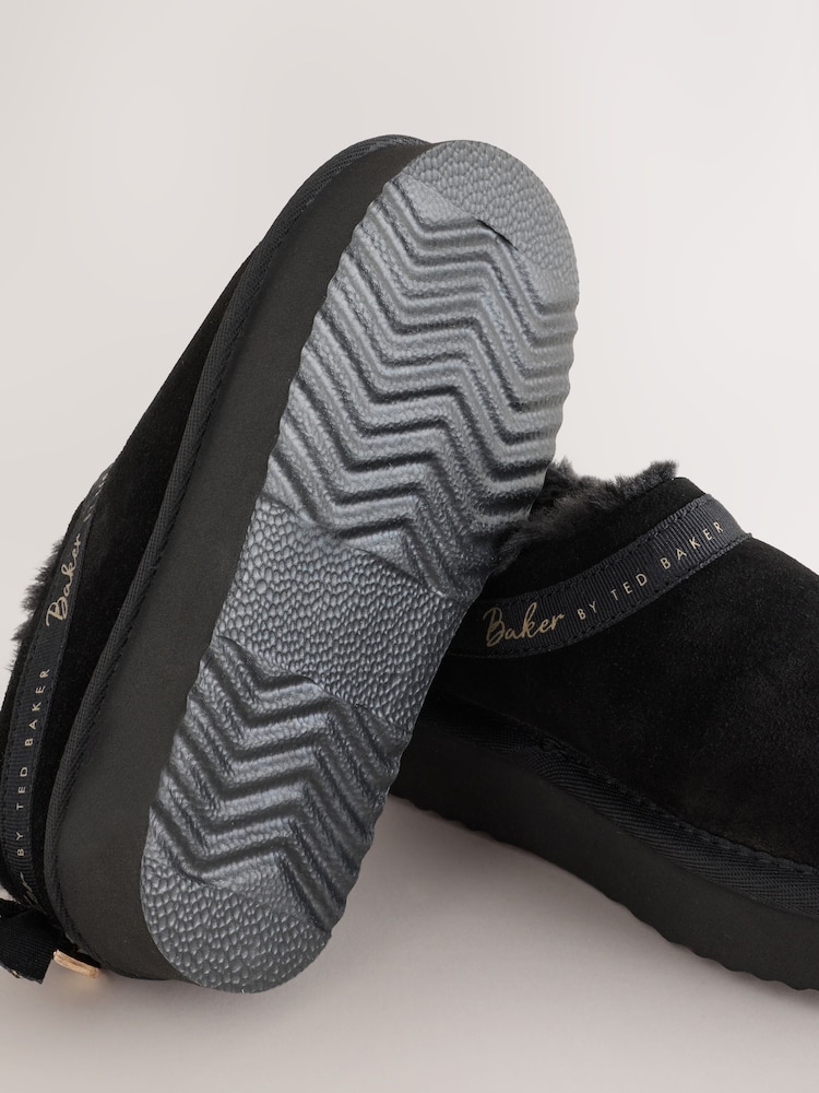 Baker by Ted Baker Black Warm Lined Suede Slippers - Image 5 of 5