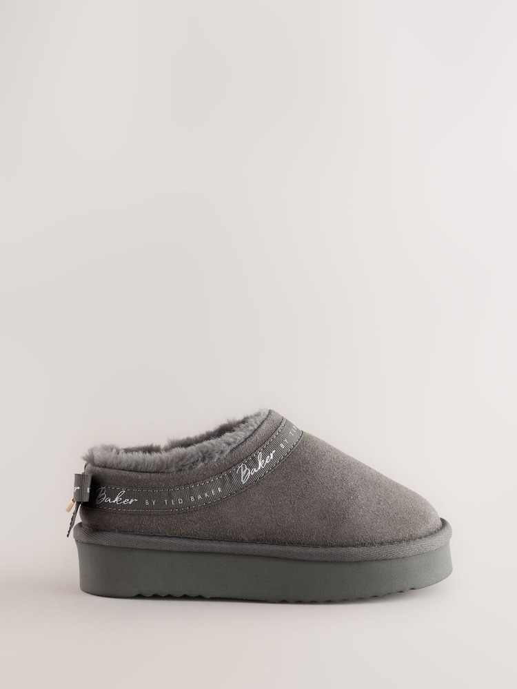 Baker by Ted Baker Grey Warm Lined Suede Slippers - Image 1 of 6