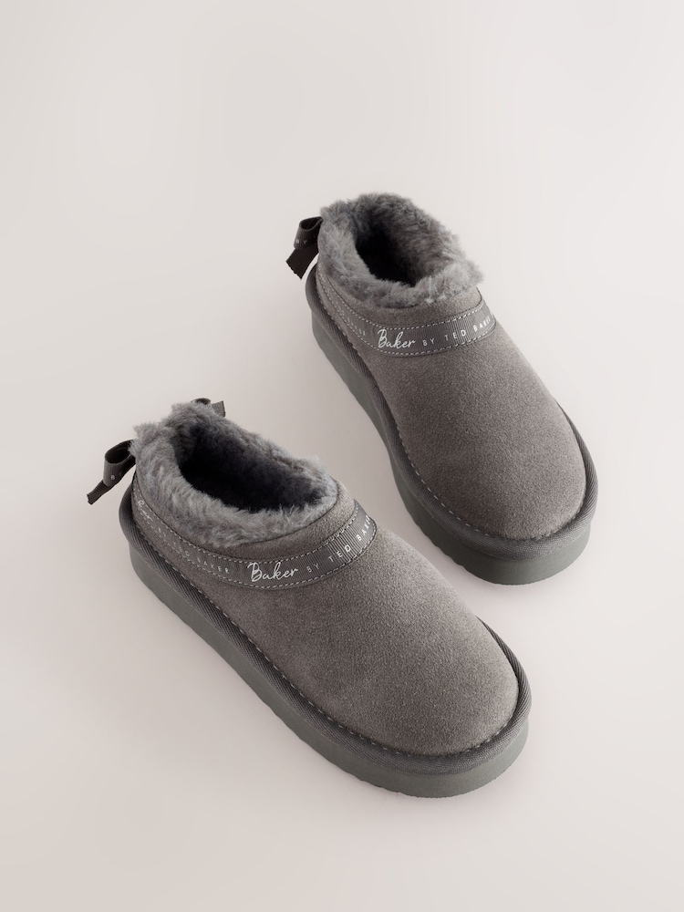 Baker by Ted Baker Grey Warm Lined Suede Slippers - Image 2 of 6