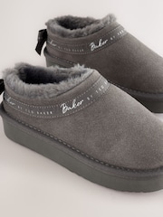 Baker by Ted Baker Grey Warm Lined Suede Slippers - Image 4 of 6