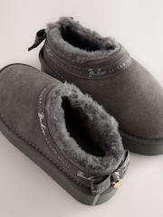 Baker by Ted Baker Grey Warm Lined Suede Slippers - Image 5 of 6