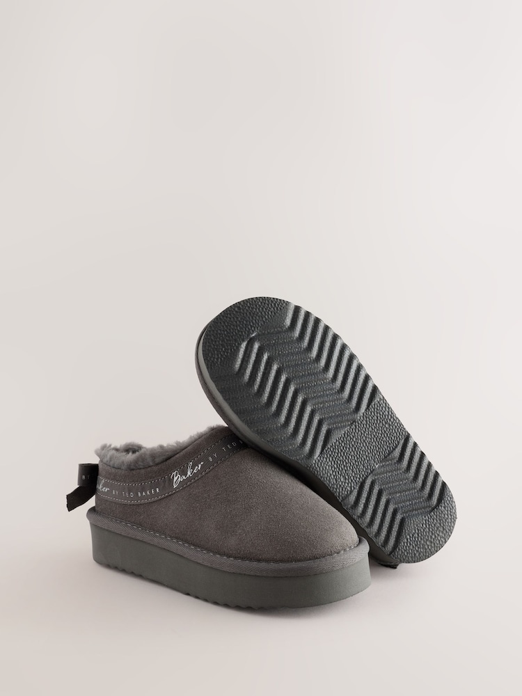 Baker by Ted Baker Grey Warm Lined Suede Slippers - Image 6 of 6