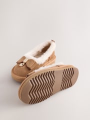 Baker by Ted Baker Faux Fur Lined Slipper Mary Jane Tan Brown Shoes with Bow - Image 6 of 6