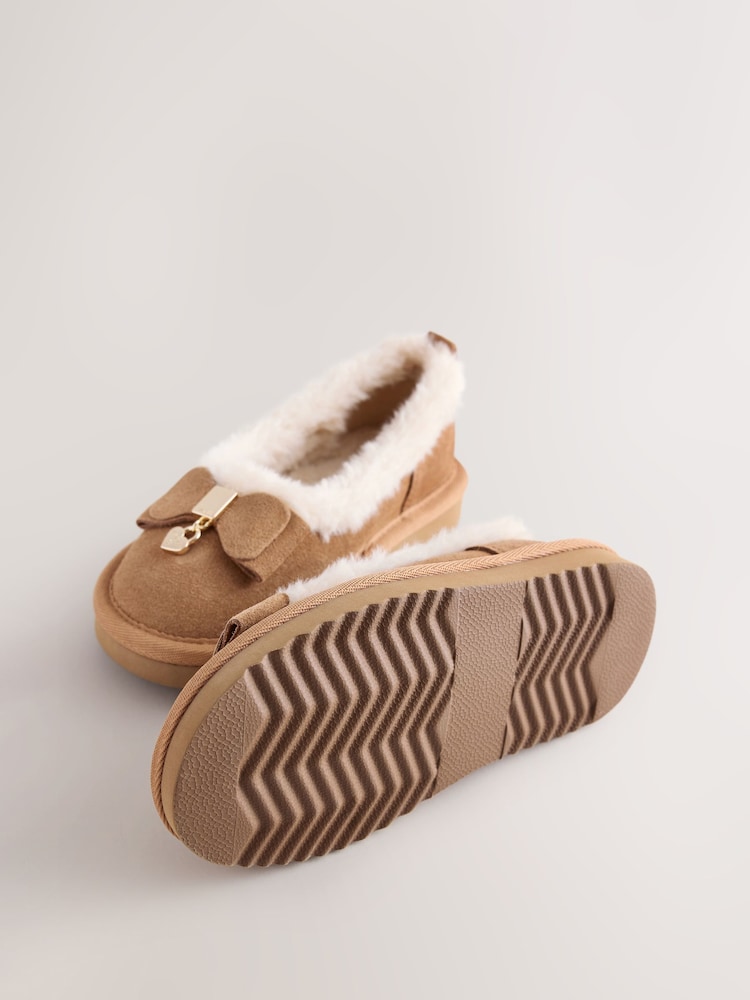 Baker by Ted Baker Faux Fur Lined Slipper Mary Jane Tan Brown Shoes with Bow - Image 6 of 6 Baker by Ted Baker Faux Fur Lined Slipper Mary Jane Tan Brown Shoes with Bow - Image 6 of 6