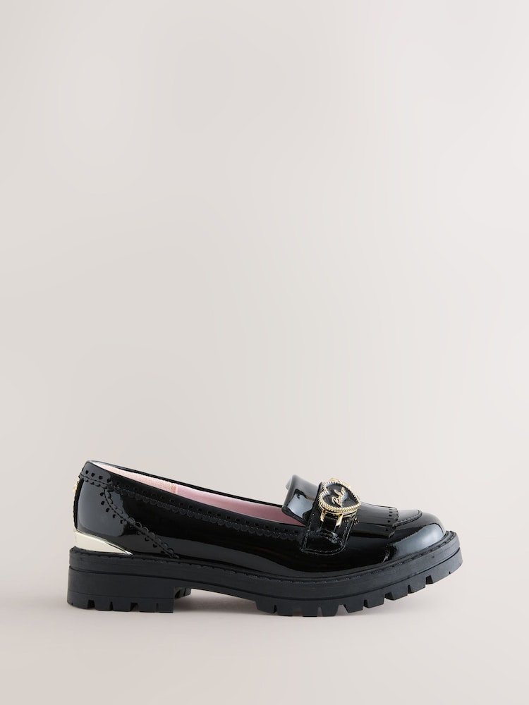 Back to School Black Patent Fringed Charm Loafers - Image 2 of 5 Back to School Black Patent Fringed Charm Loafers - Image 2 of 5