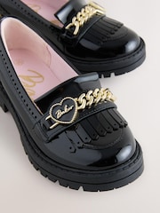 Back to School Black Patent Fringed Charm Loafers - Image 3 of 5