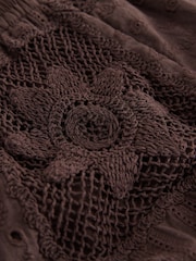 Chocolate Brown N. Premium Crochet Patchwork Shorts - Image 6 of 7