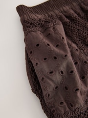 Chocolate Brown N. Premium Crochet Patchwork Shorts - Image 7 of 7