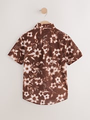 Chocolate Brown All Over Print Flowers Short Sleeve AOP Floral Shirt (5-16yrs) - Image 6 of 8